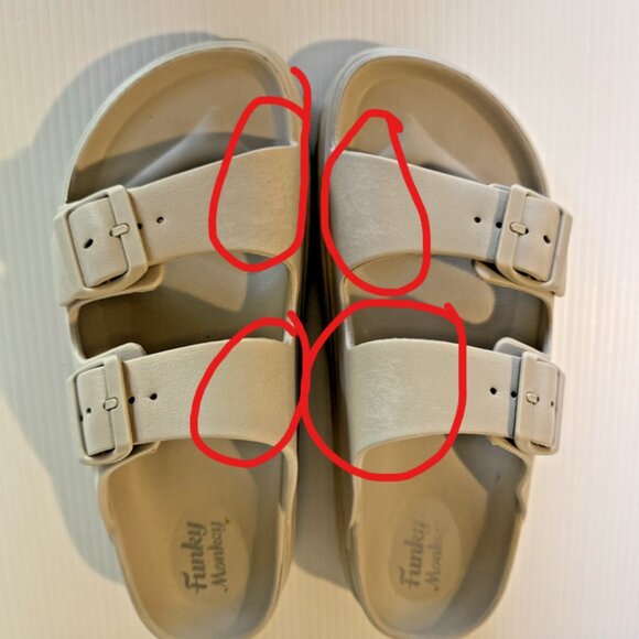 Funky Monkey Double Buckle Slides | Women’s 9 | Beige Comfort Sandals - Picture 6 of 15